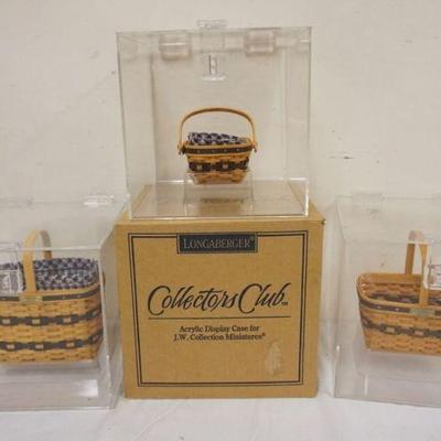1224	ASSORTED LONGABERGER BASKETS WITH 3 J.W. MINI BASKETS WITH PLASIC CASES
