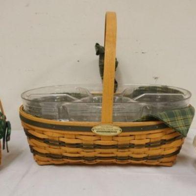 1214	ASSORTED LONGABERGER BASKETS WITH 1998 HOSPITALITY BASKET, 1996 BASKET AND 2007 MINI LAUNDRY 

