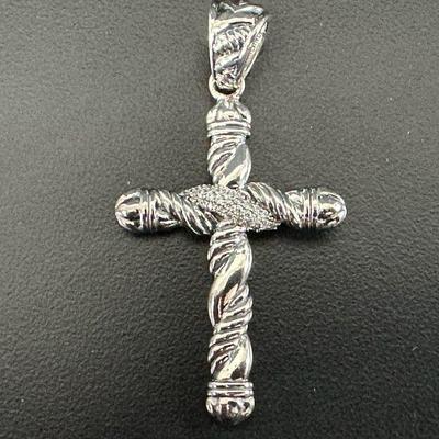 Jai signed john hardy 14 and 925 cz cross pendant