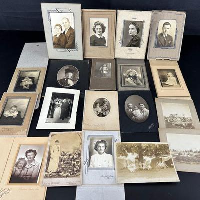 Large lot of vintage photo prints and cabinet cards b