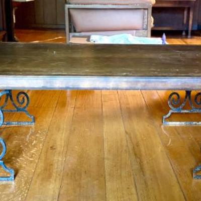 MCM spanish style solid wood and iron scroll coffee table