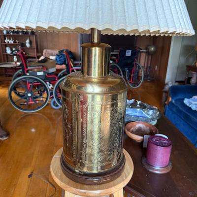 Chinese brass tea cannister lamp