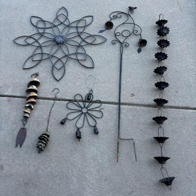 Lot #180 - Selection of Yard Garden Decor, Including Wind Chimes