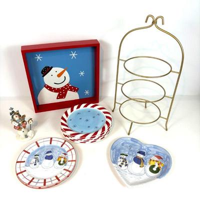 Lot #159 - Winter Themed Serving & Decor Lot -Tag, NW Blizzard Co, Nancye Williams, Mesa International, & Holiday Home