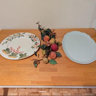 Lot #147 - Decorative Platters and Fruit Centerpiece Lot.