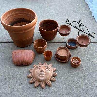 Lot #182 - Terracotta Garden Collection, Including Wall Mounted & Freestanding Planters & Wall Art