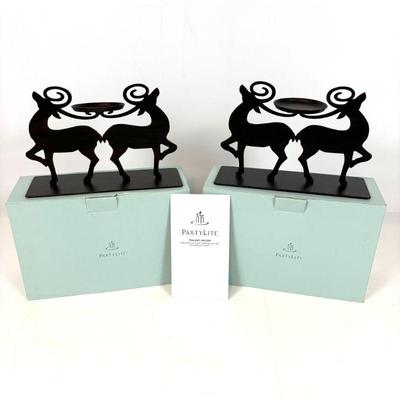 Lot #162 - Two Partylite Metal Reindeer Candle Holders