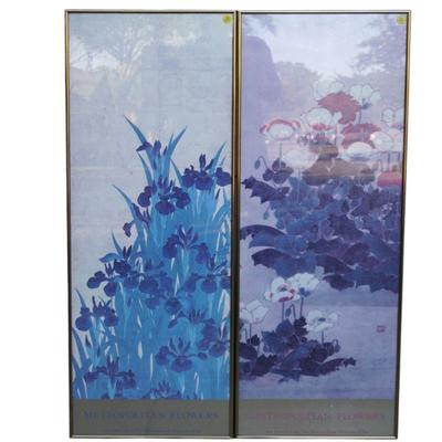 PAIR LARGE METROPOLITAN FLOWERS FRAMED PRINTS