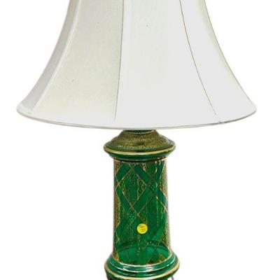 MCM EMERALD GREEN & GILT GLASS TABLE LAMP