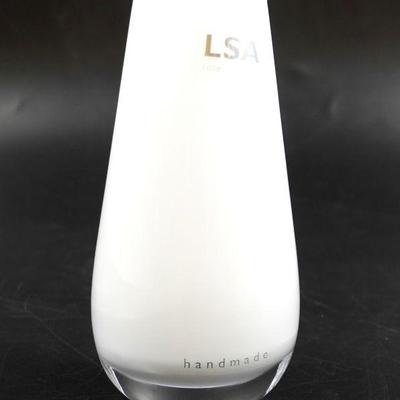 LSA INTERNATIONAL HANDMADE WHITE BUD VASE