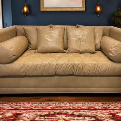 MCM TUFTED LEATHER SOFA / DAYBED