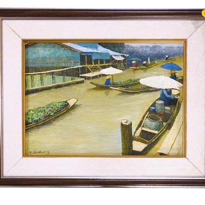 V CHAIDUANG IMPRESSIONIST OIL ON CANVAS