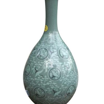 CLASSIC KORYO KOREAN CELADON CRANE BOTTLE VASE