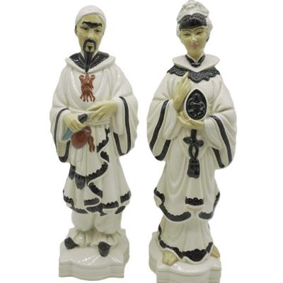 VINTAGE PAIR CHINESE EMPEROR AND EMPRESS FIGURINES