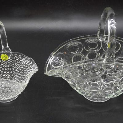2 VINTAGE GLASS BASKETS