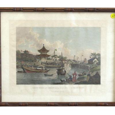 1796 ENGRAVING CHINESE BARGES OF THE EMBASSY