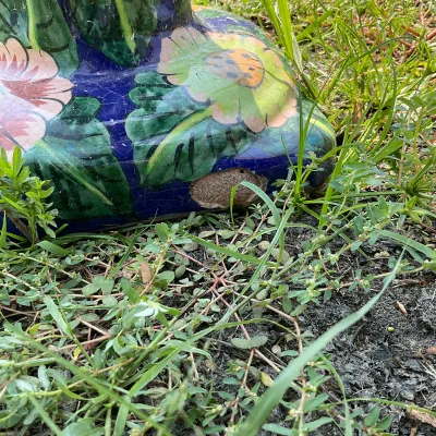 1093 Hand-Painted Floral Ceramic Garden Pedestal / Plant Stand