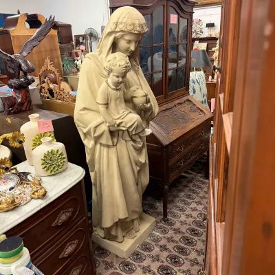 1607 Monumental Madonna & Child Religious Statue w/ Globus Cruciger – Approx. 8 Ft.