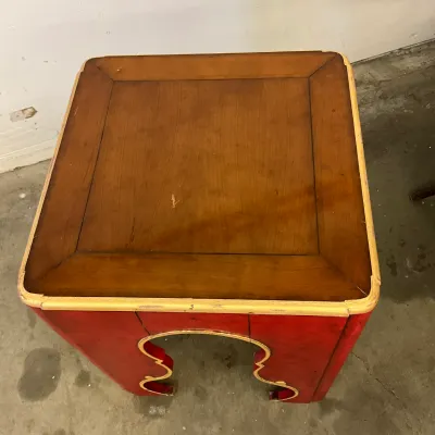 1288 Red & Gold Moroccan-Style Openwork Accent Table