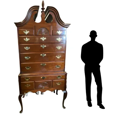 1290 Hickory Chair Co. Mahogany Queen Anne Style Highboy Chest-on-Chest