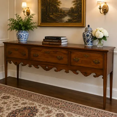 1300 Wright Table Company Chippendale Style 3-Drawer Sideboard