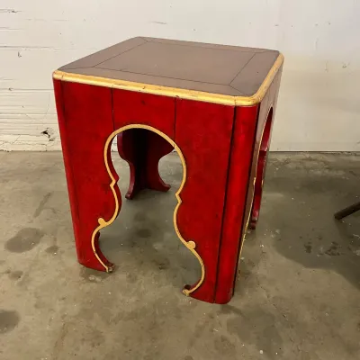 1288 Red & Gold Moroccan-Style Openwork Accent Table