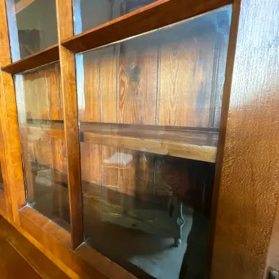 1311 Antique Cherry Two-Piece Step-Back China Cabinet with Original Glass