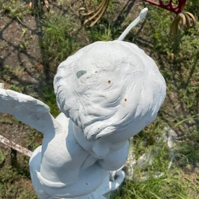 1091 Pair of Monumental Cherub & Winged Dragon Garden Sculptures
