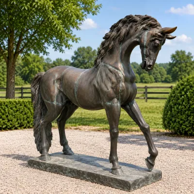 1089 Monumental Life-Size Bronze Horse Sculpture – Signed Base