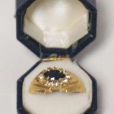 1176	14K DIAMOND AND SAPPHIRE RING, 2.62 DWT, APPROXIMATE SIZE 8.5
