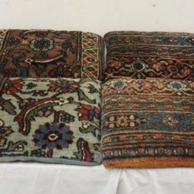 1210	ANTIQUE PERSIAN CARPET FRAGMENT PILLOWS, LARGEST APPROXIMATELY 27 IN X 14 IN
