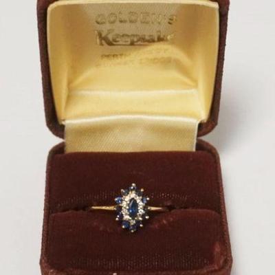 1170	14K DIAMOND AND SAPPHIRE RING, MARKED 14KP EMA, 1.56 DWT INCLUDING STONES, APPROXIMATE SIZE 7.5
