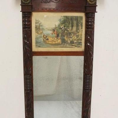1089	FEDERAL MIRROR IN CARVED FRAME W/CURRIER & IVES PRINT AT TOP, APPROXIMATELY 37 IN X 20 IN
