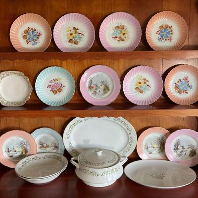 Japan bell flower china & antique hand painted plates