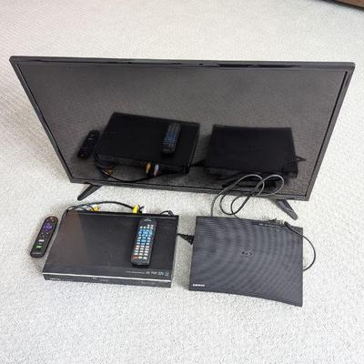 Lot #115 - Insignia 32" Roku Smart TV with Samsung Blu-Ray Player & Toshiba DVD Player