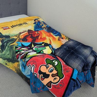 Lot #110 - Lego Ninjago Comforter, Blue Blanket, TMNT and Mario Throw Blankets