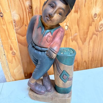 Sale Photo Thumbnail #13: vintage wood carved Golfer