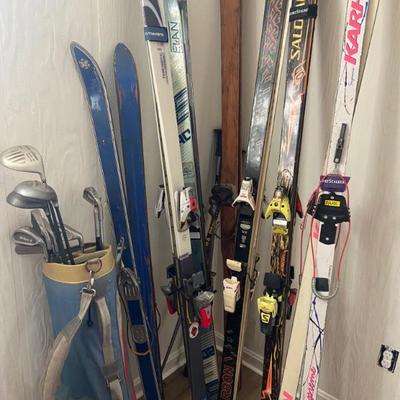 Skis and golf clubs
