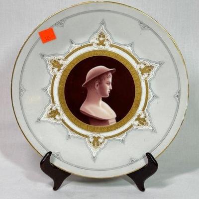 Antique 19th c Neo Grec cabinet plate c 1820-30, 9 1/2”