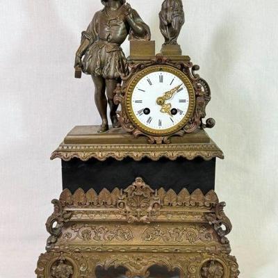Antique 19th c French mantle clock depicting Famous French sculpture Germain Pilon (1537-1590) with the Monument of the Heart of Henry...