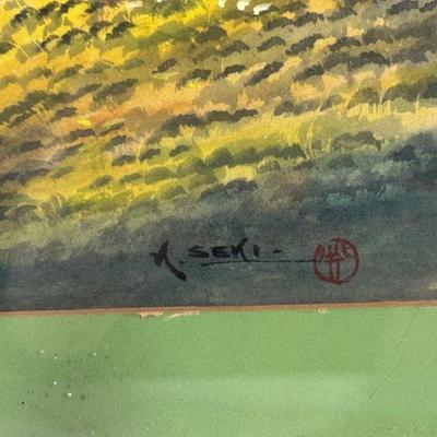 Original watercolor by Japanese artist Viscount Kuroda Seiki (1866-1924) signed K Seki, noted for bring Western art theory and practice...