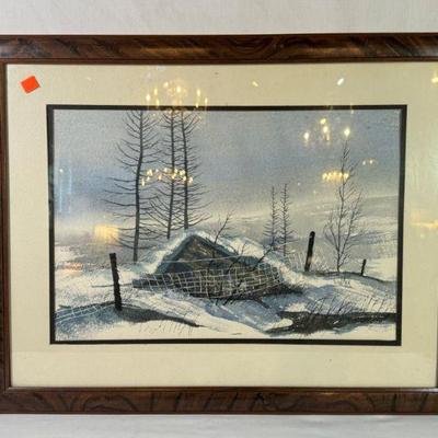 “Wire Fence” original watercolor by Vern Mauk,