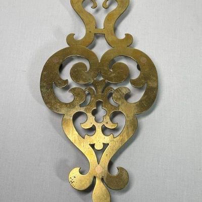 Antique English antique brass trivet c 1800, 11 1/2”