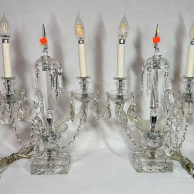 Pair of vintage Bohemian cut crystal girandoles, fully restored,