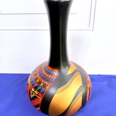 Signed 1989 Austin Productions Ceramic Vase - 10” Handcrafted with Abstract Design