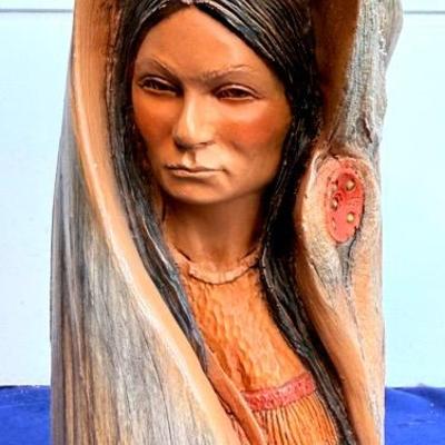 Walk In Beauty Vintage Wood Resin Sculpture By Herrera Native American Statue