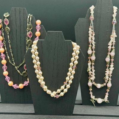 (4) Pretty Pink Necklaces
