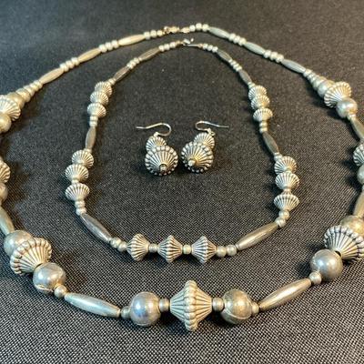 Ladies Silver-Tone Earrings And Necklaces (2)