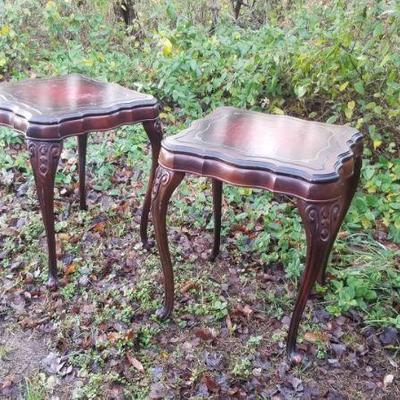 Leather top mahogany tables