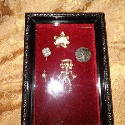 Antique framed stickers pins